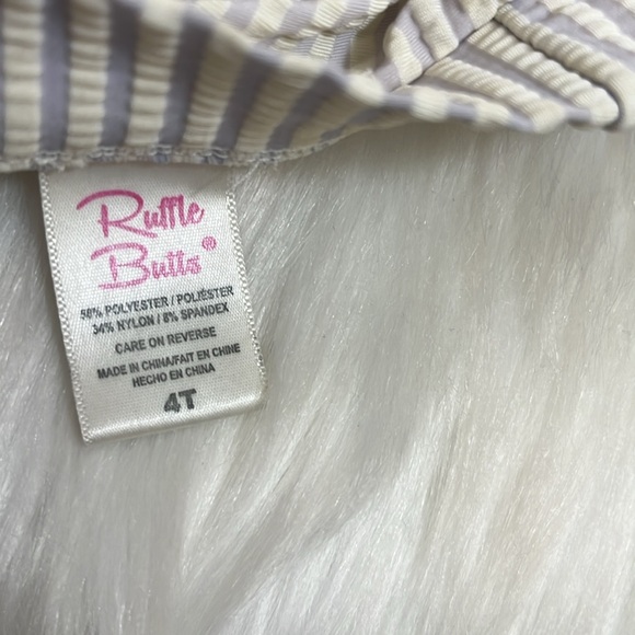 Ruffle Butts Cream Ruffle Trim Swim Rashguard - Picture 6 of 7